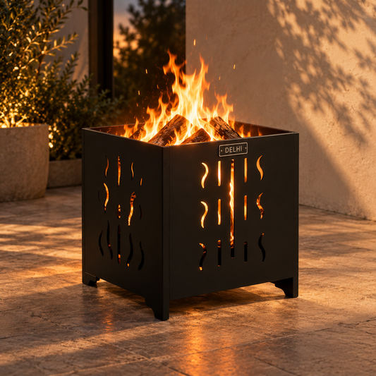 Fogonero Brasero Cubico Delhi Patio Jardin 35x35x35 Cm