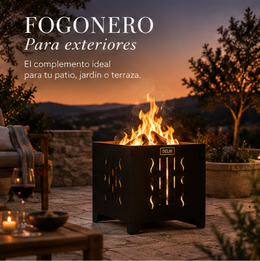 Fogonero Brasero Cubico Delhi Patio Jardin 35x35x35 Cm